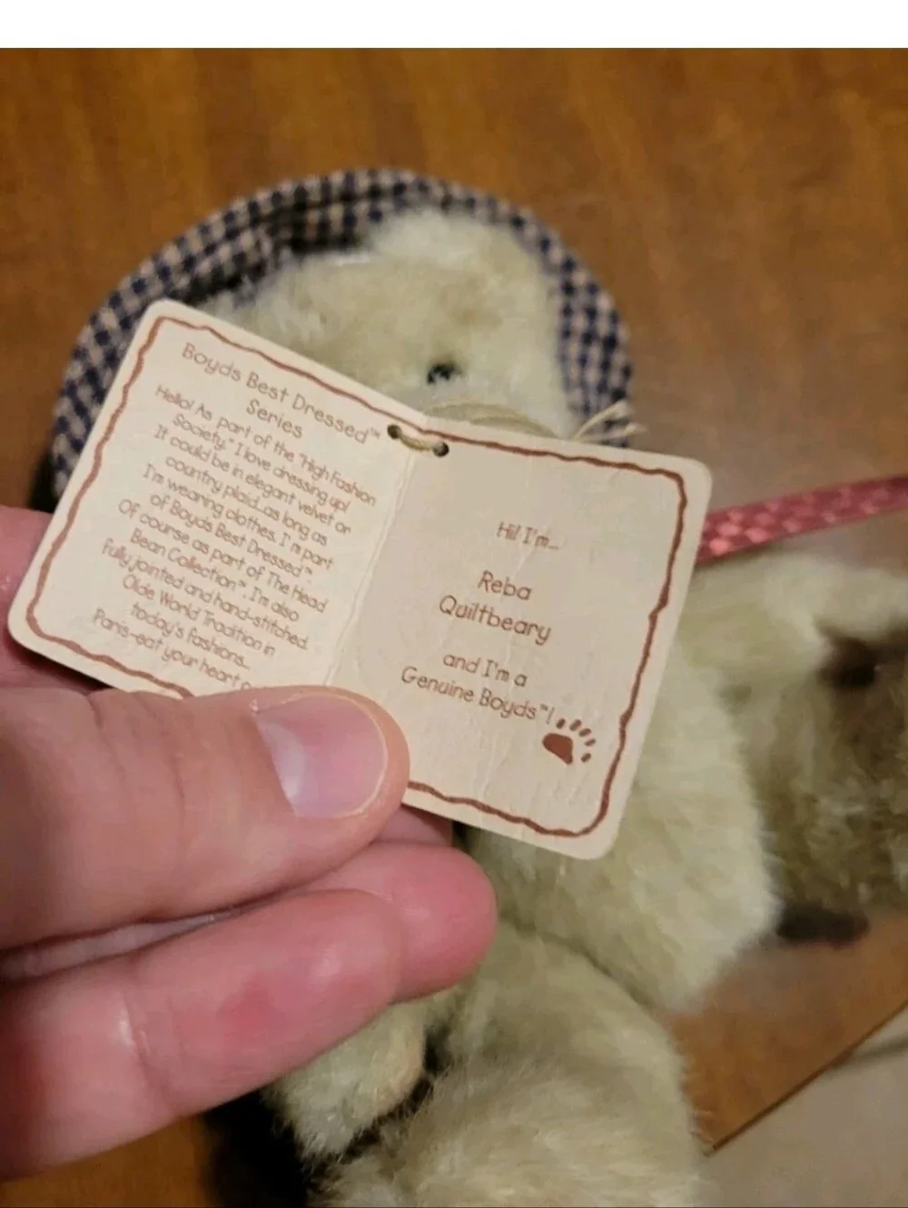 Boyds Bears Plush – “Reba Quilteberry” – The Head Bean Collection – Vintage 1998